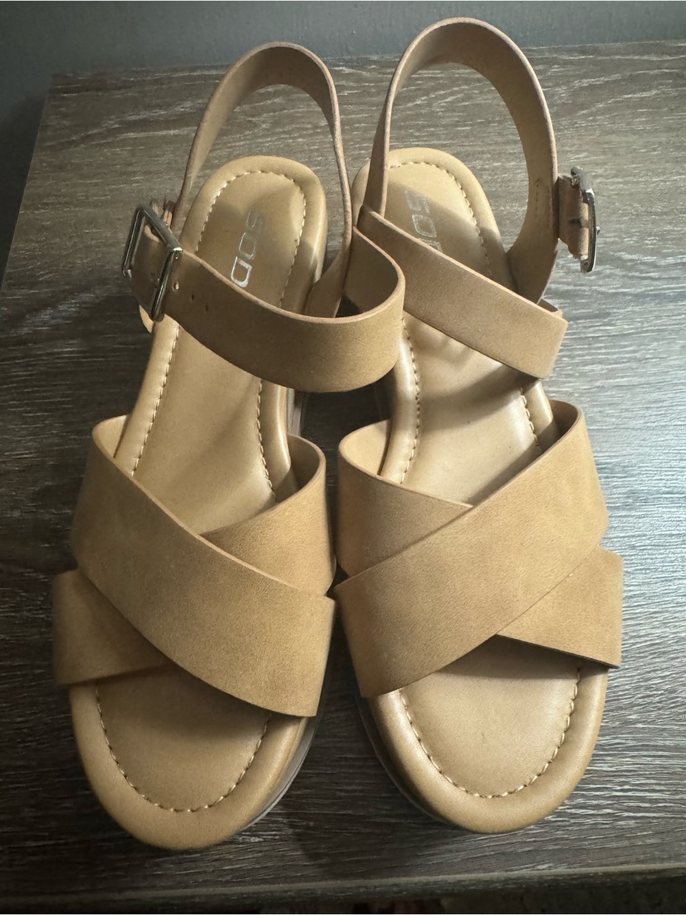 Soda Women's Tan Crisscross Slingback Sandals